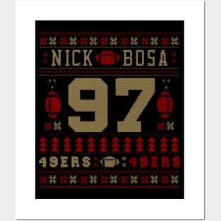 Nick Bosa Ugly Sweater Christmas Pattern Posters and Art